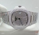 Swiss Grade Copy Patek Philippe Nautilus Jumbo Cal 324 Watch Stainless Steel Iced Out 5719